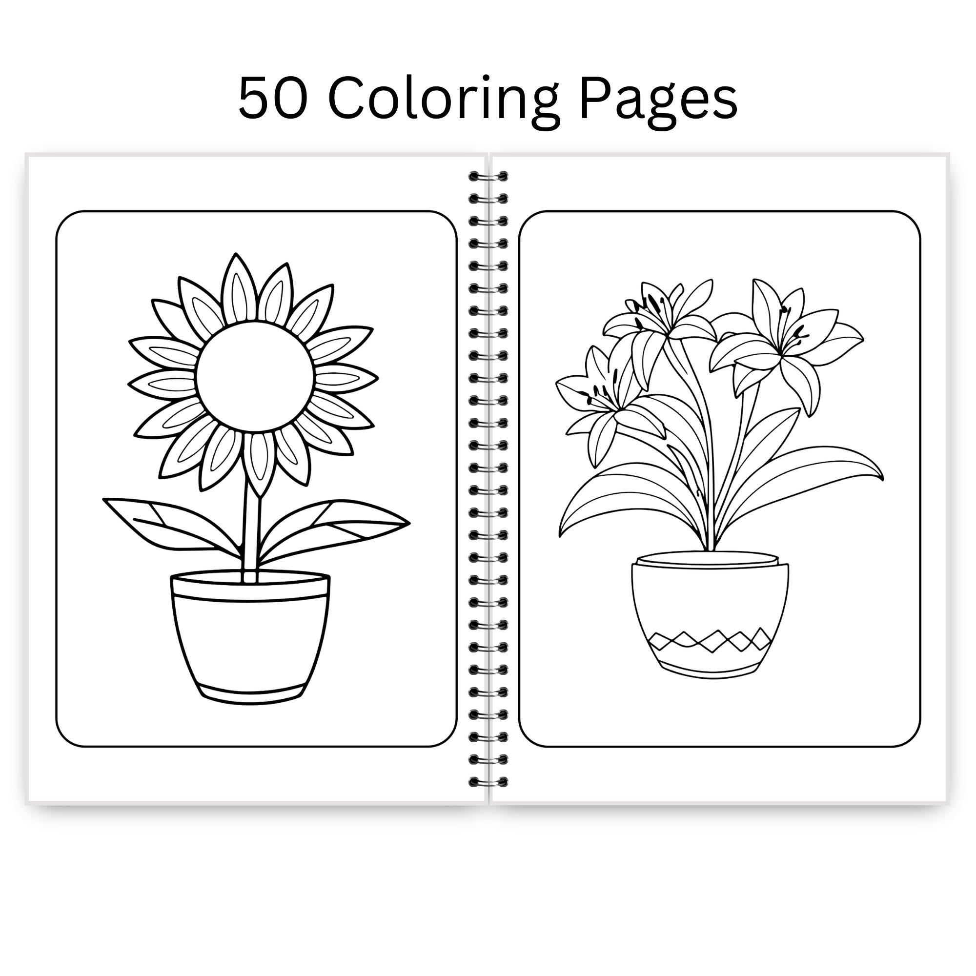Floral Coloring Book: 50 Botanical Designs for Adults & Kids - Quiet ...