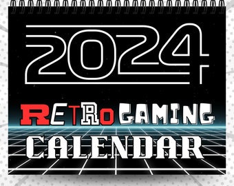 2024 Retro Gaming Calendar | 12 Month Calendar | Spiral Bound Wall Calendar | Game Room Decor | Retro Game Calendar | Retro Gaming Gift