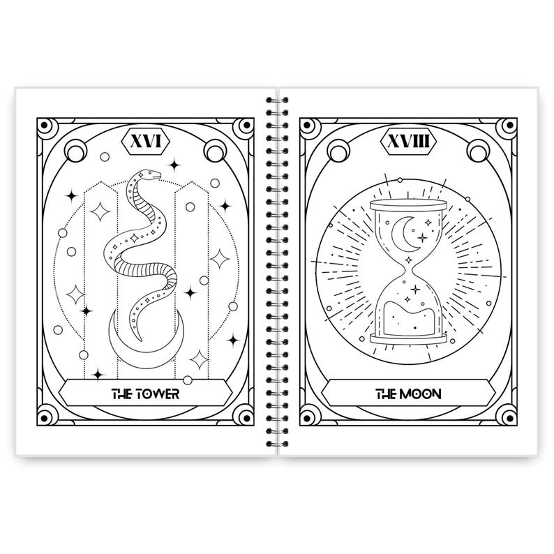Major Arcana Tarot Coloring Book for Adults & Teens - 25 Mystical Grimoire-Style Bold Coloring Pages image 7