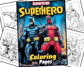 American Superhero Coloring Pages | Superhero Coloring | Superhero Printable | Kids Coloring Pages | Hero Coloring | Comic Coloring Book