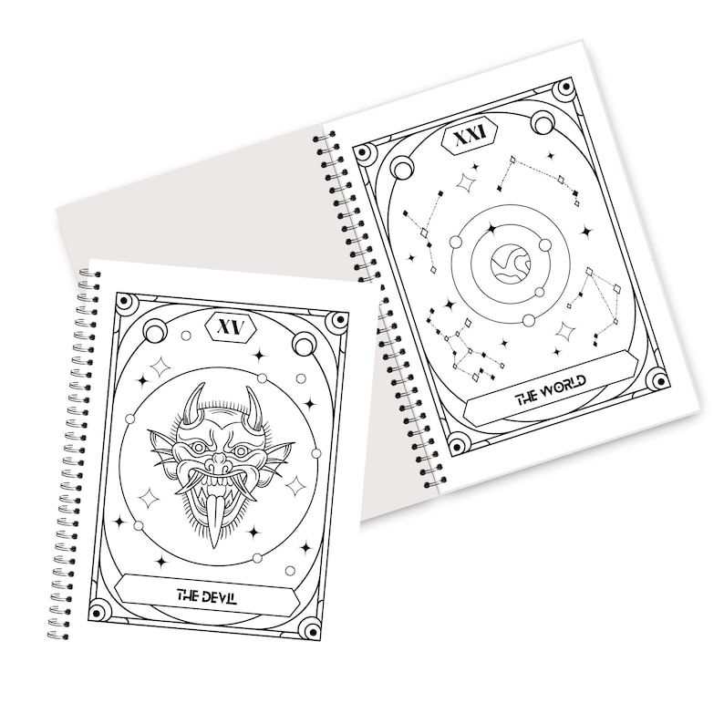 Major Arcana Tarot Coloring Book for Adults & Teens - 25 Mystical Grimoire-Style Bold Coloring Pages image 6