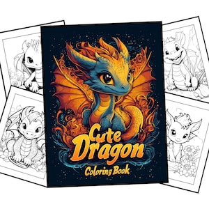 Cute Dragon Coloring Pages | 58 Baby Dragon Coloring Pages | Fantasy Coloring | Digital Coloring PDF | Kids Instant Download Coloring Book