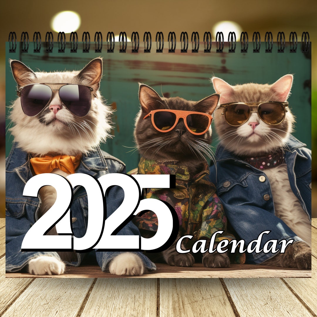 2025 Cute Cats Calendar 12 Month Calendar Cat Calendar Wall Calendar