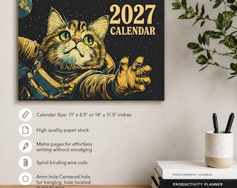 2027 Space Cats Calendar - A Perfect Gift for Cat Lovers
