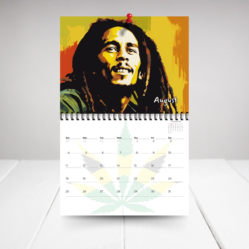 2024 Bob Marley Calendar 12 Month Calendar, Spiral Calendar, Wall