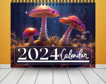 2024 Exotic Mushroom Calendar | 12 Month Calendar | Botanical Calendar | wall calendar | Mushroom Lover Gift | Monthly Spiral Bound Calendar