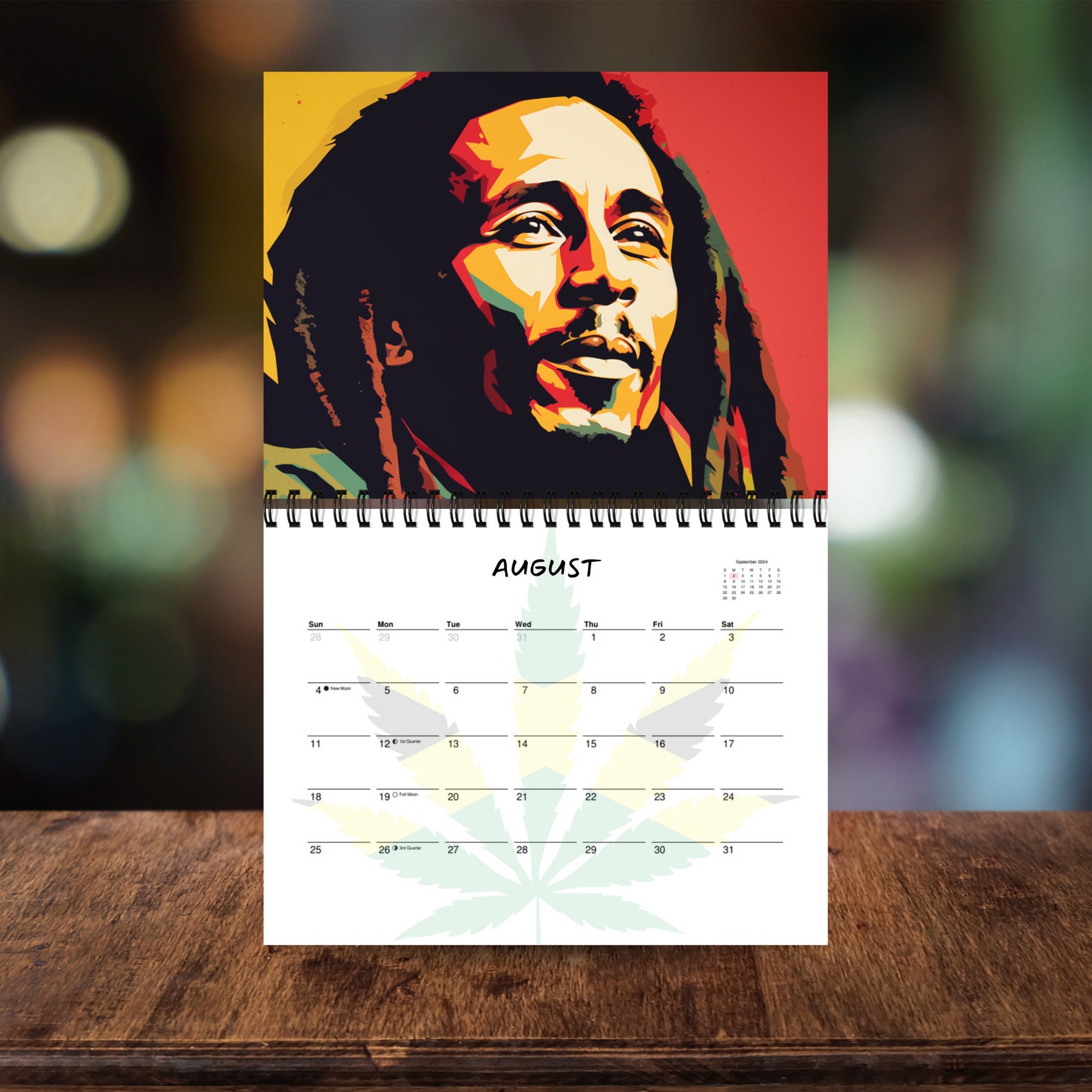 2024 Bob Marley Calendar 12 Month Calendar, Spiral Calendar, Wall