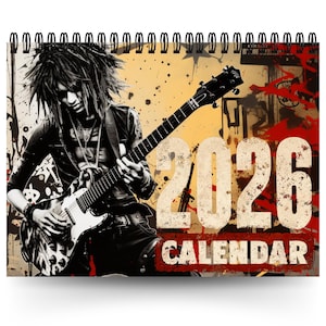 2026 Punk Rock Calendar | 12 Month Calendar | Spiral Bind Calendar | Hardcore Punk | 2026 Monthly Calendar | Vintage Punk | Punk Rock Gift