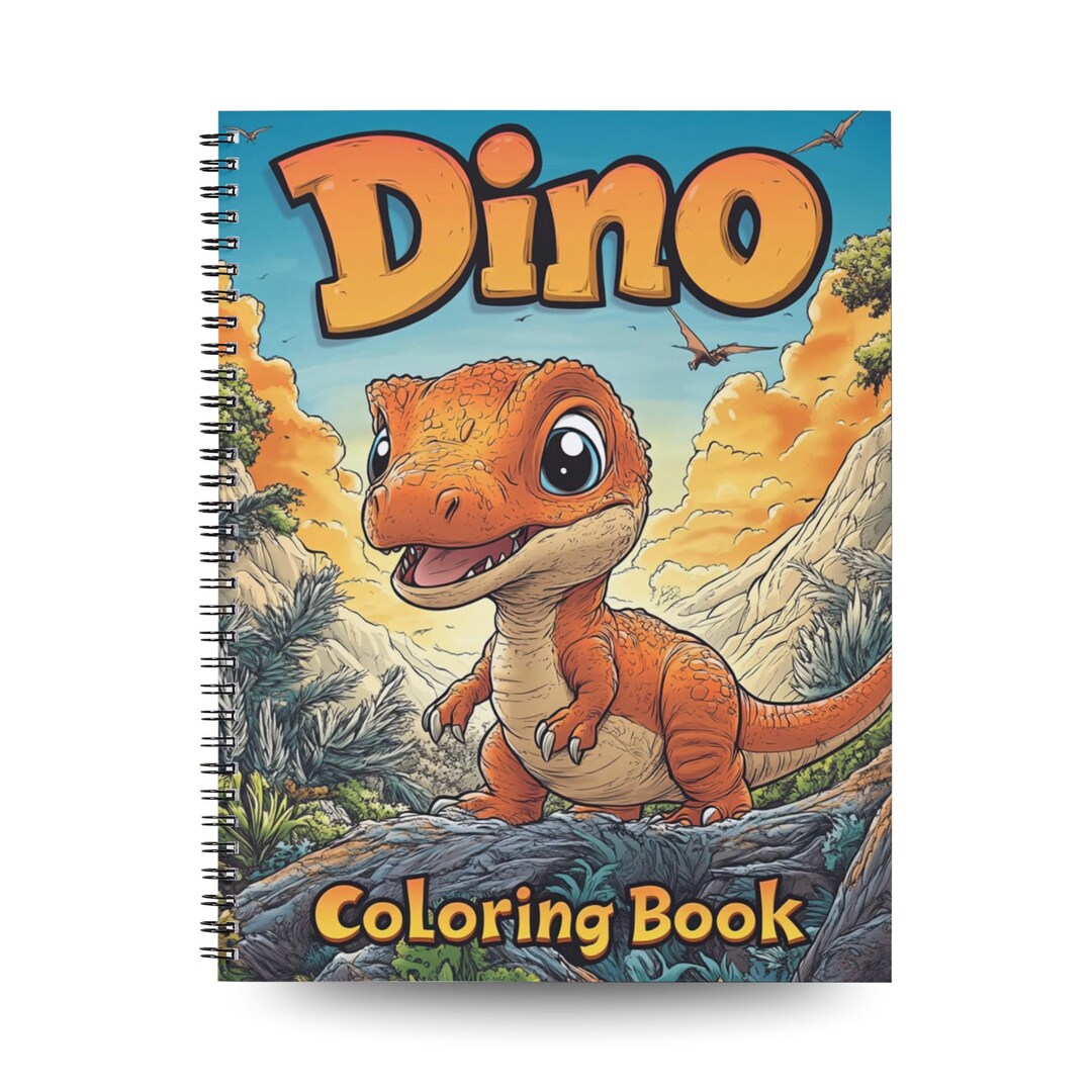 Kids Dino Coloring Book: Fun Dinosaur Grayscale Coloring Pages - Etsy