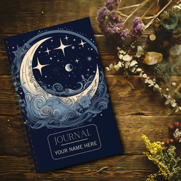 Personalized Spiral Notebook | Magical Moon Notebook | Witchcore Gift | Mystical Moon Notebook | Witchy Notebook | Celestial Moon Notebook