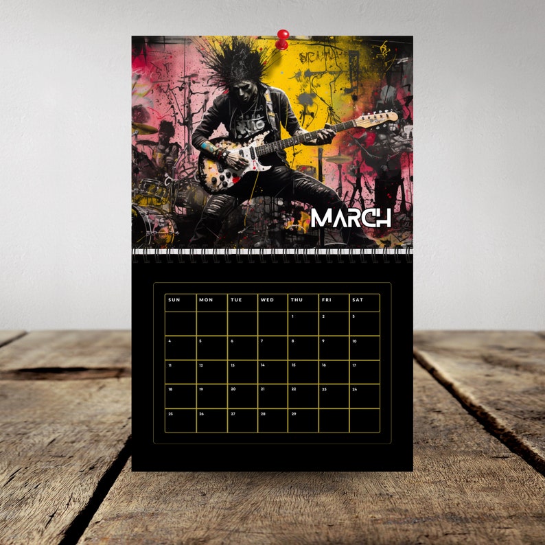 2025 Punk Rock Calendar 12 Month Calendar Spiral Wall Calendar Hardcore