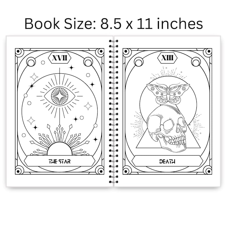 Major Arcana Tarot Coloring Book for Adults & Teens - 25 Mystical Grimoire-Style Bold Coloring Pages image 4