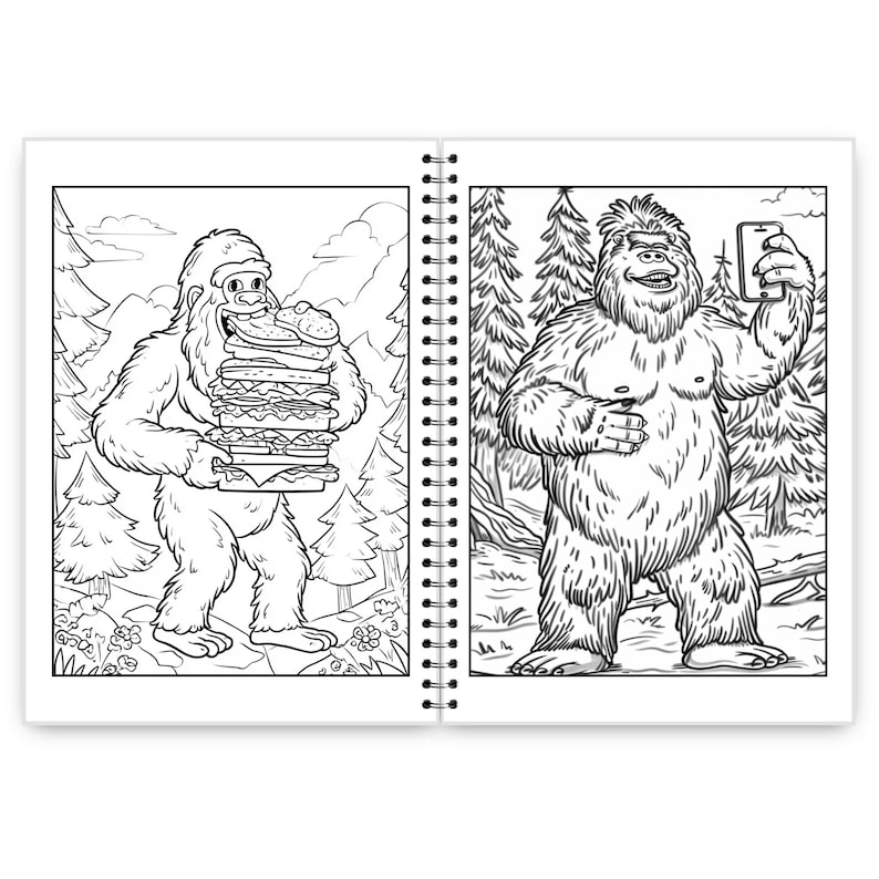 Sasquatch Coloring Book - 30 Coloring Pages for Kids & Adults | Bigfoot ...