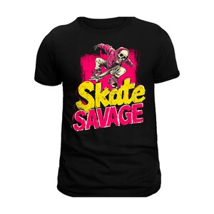 Skate Savage Unisex T-Shirt | Cool Skater Graphic Tee for Streetwear Style, Skateboarding Gifts for Him or Her
