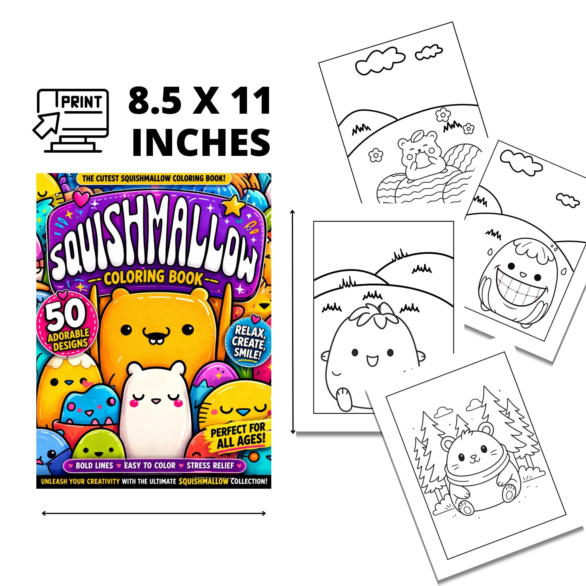 Printable Squishy Coloring Book Download 50 Coloring Pages Etsy UK
