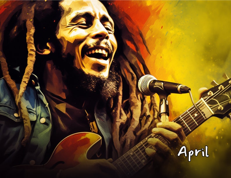 2024 Bob Marley Calendar, 12 Month Calendar, Instant Download, Wall