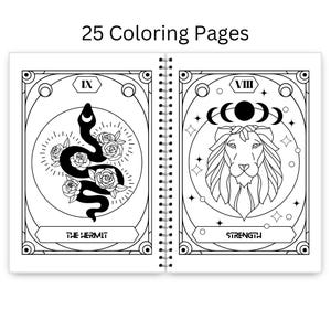 Major Arcana Tarot Coloring Book for Adults & Teens - 25 Mystical Grimoire-Style Bold Coloring Pages image 3