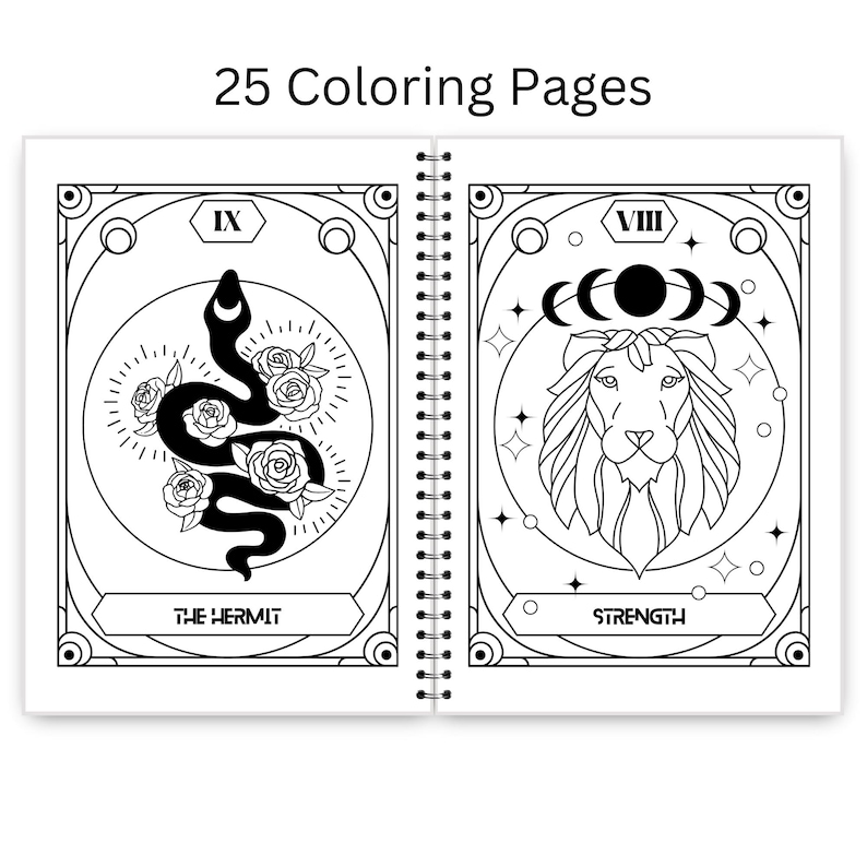 Major Arcana Tarot Coloring Book for Adults & Teens - 25 Mystical Grimoire-Style Bold Coloring Pages image 3