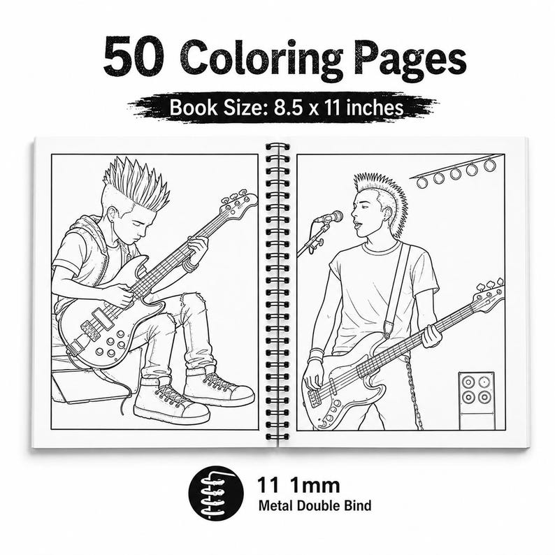 Punkrock målarbok | 50 djärva målarbilder för tonåringar och vuxna bild 2