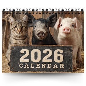 2026 Animal Friends Calendar | 12 Month Calendar | Animal Images Calendar | Quirky Novelty Gift | Funny Wall Calendar | 2026 Wall Planner