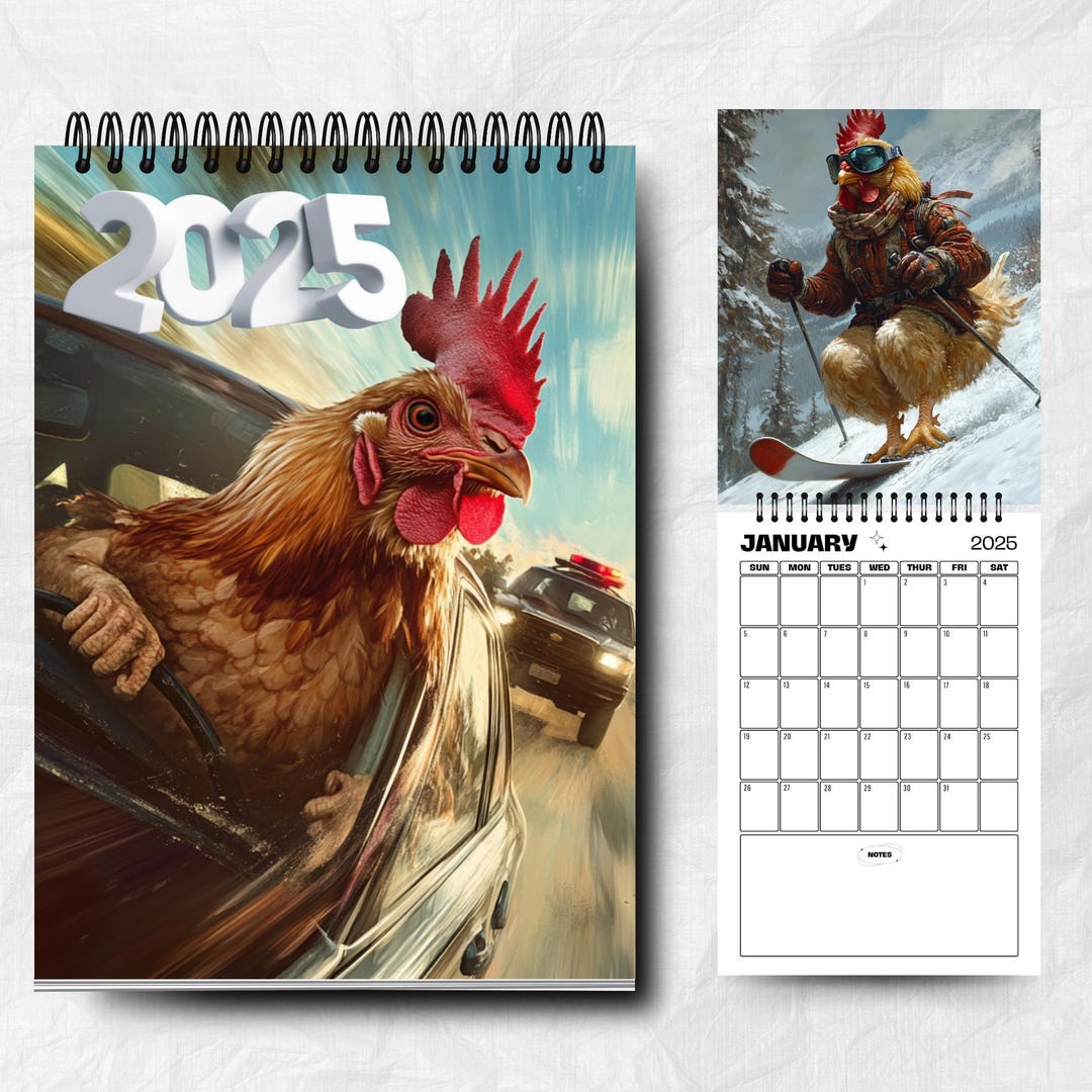 2025 Chicken Calendar 12 Month Calendar Animal Lover Calendar Silly