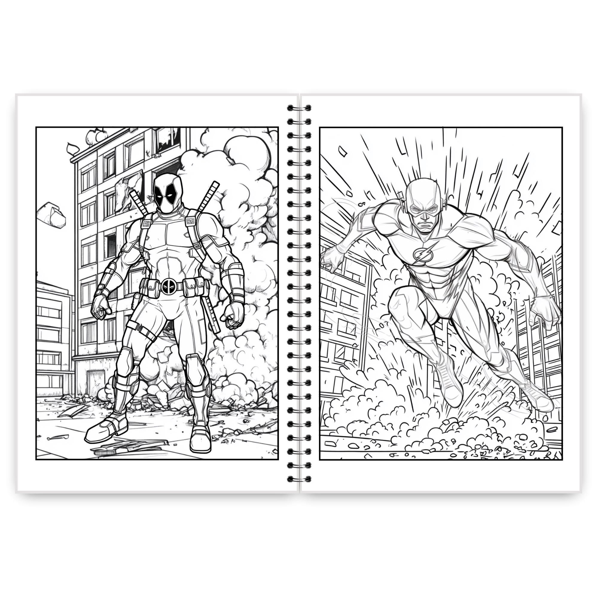Superheroes Coloring Book: Comic Art for Kids & Adults - Etsy