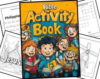 Bible Printable Busy Book: 180 Christian Coloring Pages, Word Search & More
