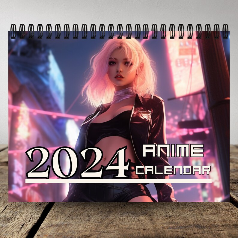 Anime Girls 2024 Calendar 12 Month Calendar Spiral Bound Wall Calendar
