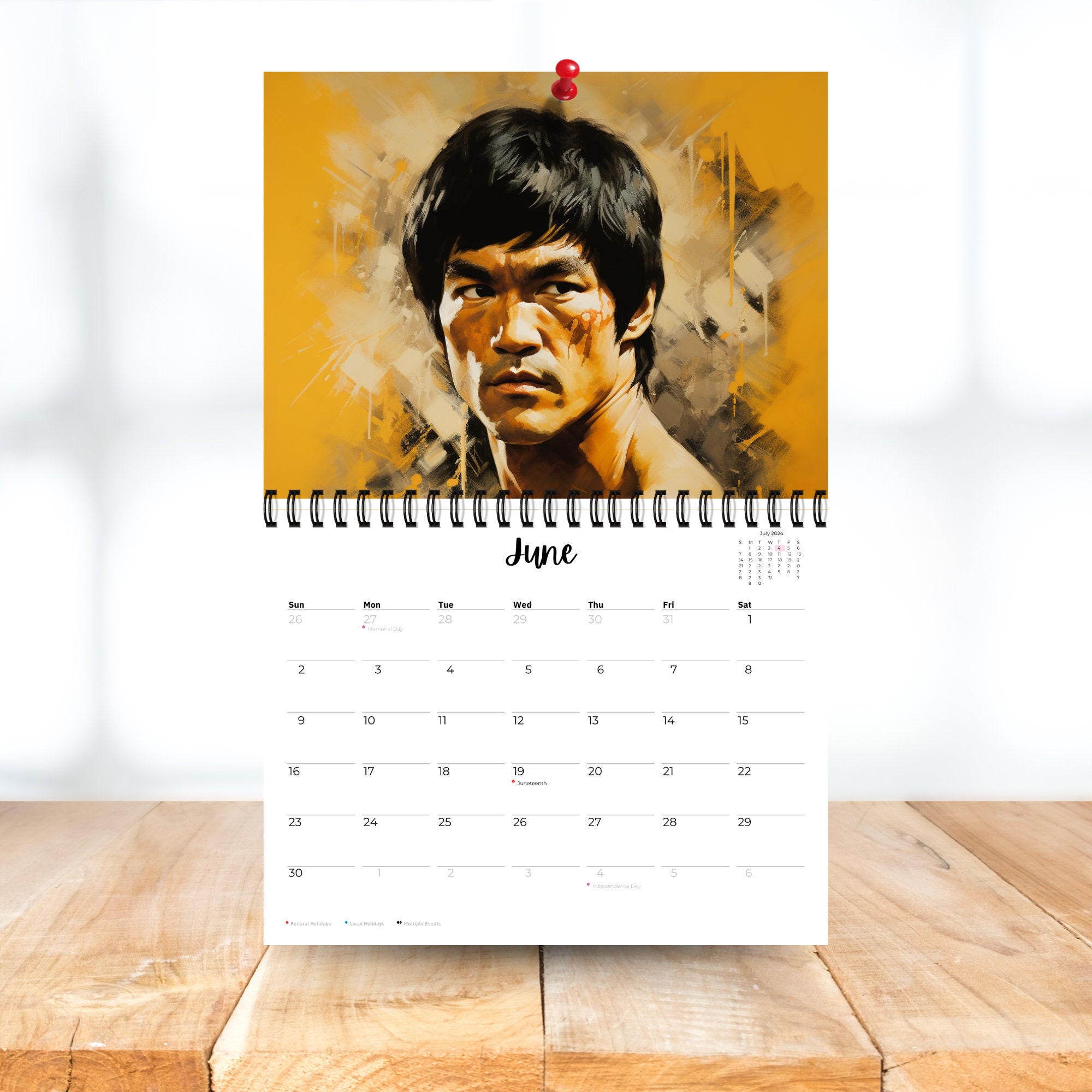 2024 Bruce Lee Calendar 12 Month Calendar Spiral Calendar Wall Calendar