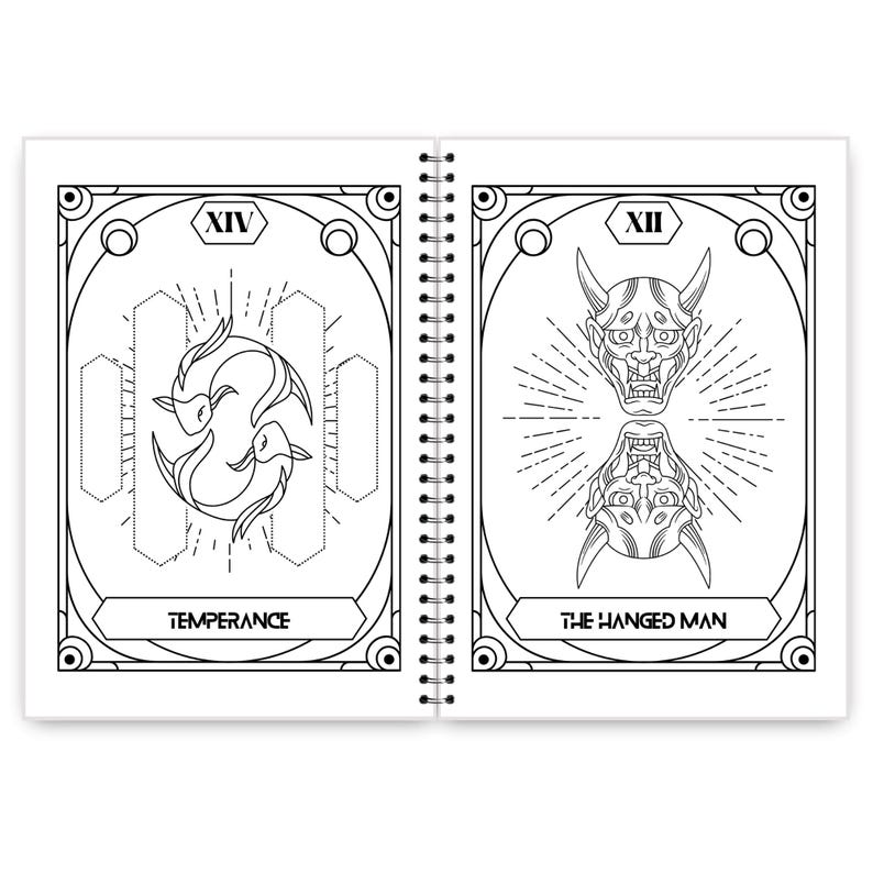 Major Arcana Tarot Coloring Book for Adults & Teens - 25 Mystical Grimoire-Style Bold Coloring Pages image 8
