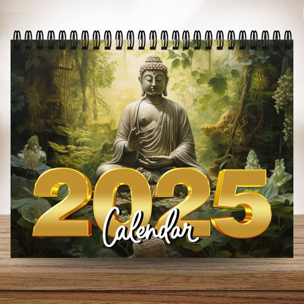 2025 Buddha Calendar | 12 Month Calendar | Spiral Calendar | wall calendar | Hanging Calendar | Buddha Art | 2025 Calendar Buddha