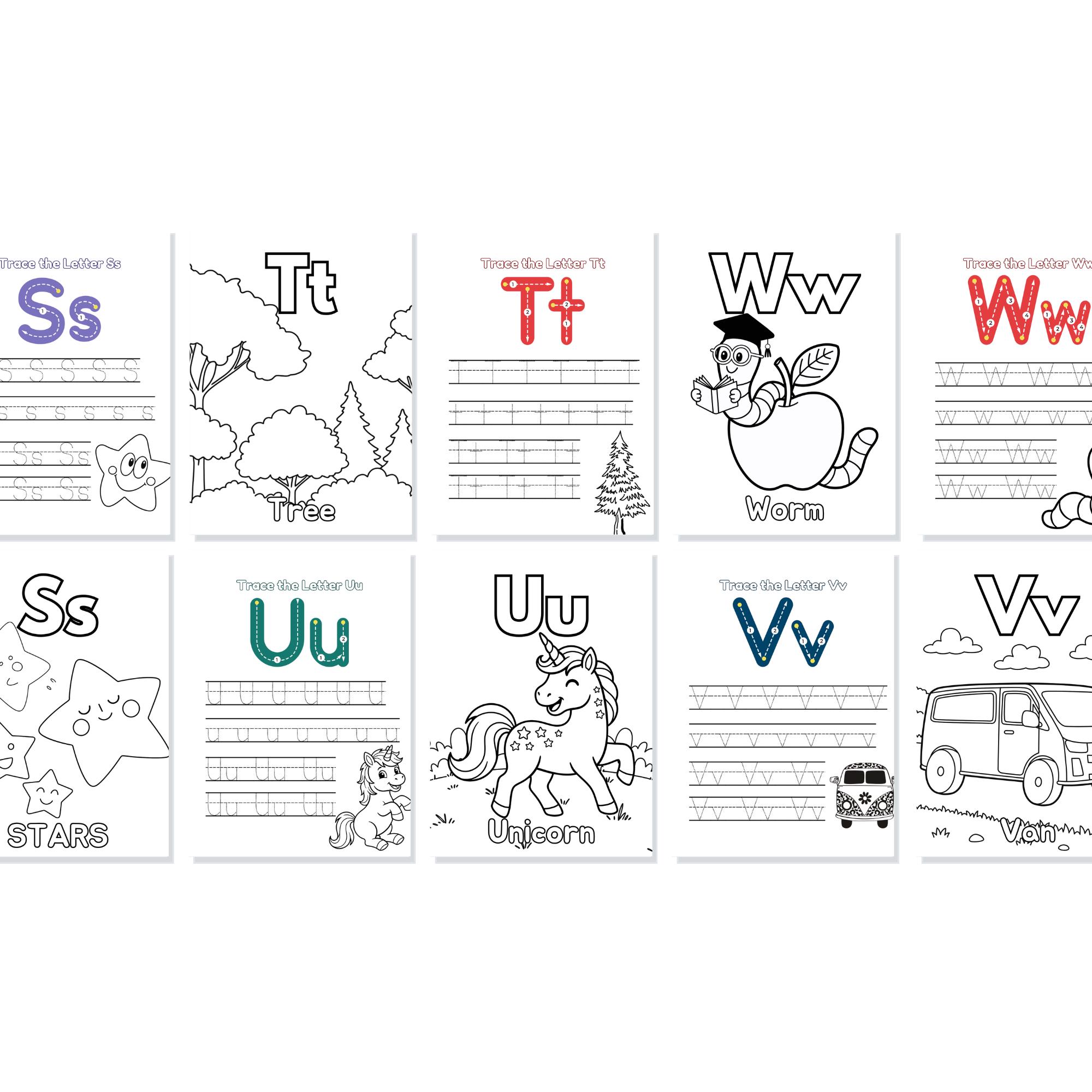 ABC Tracing Coloring Book | Prek Worksheets for Kids Ages 2 to 6 - Etsy
