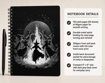 Witchy Spell Notebook - Spiral Bound Dream Journal, Custom Stationary for Witches