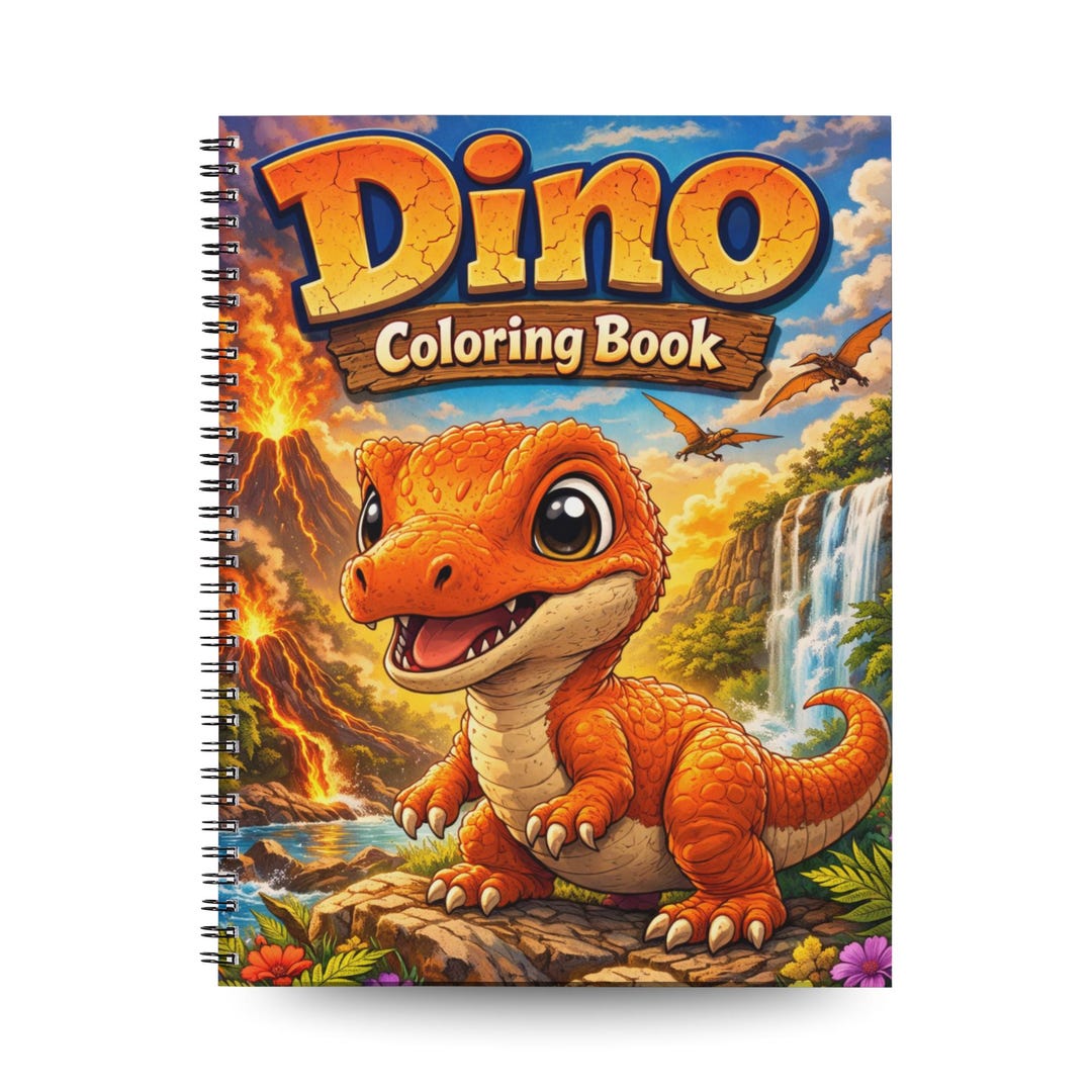 Kids Dino Coloring Book: 50 Fun Dinosaur Grayscale Coloring Pages - Etsy