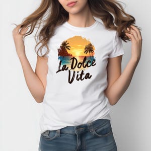 La Dolce Vita Graphic Tee | Mediterranean Summer Shirt, Italian Aesthetic, Retro Travel Shirt, Coastal Vibes T-Shirt Gift