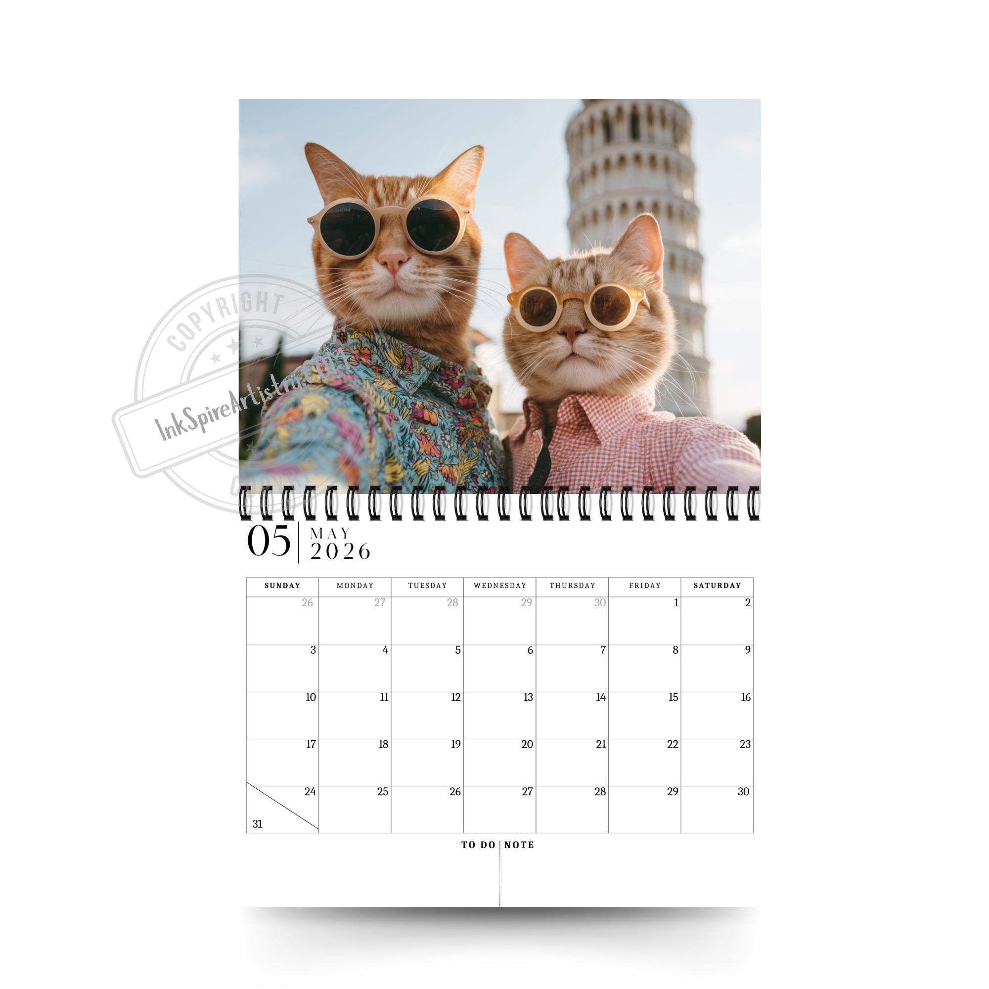 Calendrier Mural Marcus The Worm 2026, Cadeau Amusant De Chat