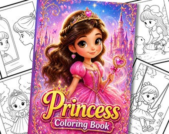 Libro da colorare delle principesse in formato PDF stampabile – 50 pagine da colorare per bambini e adulti