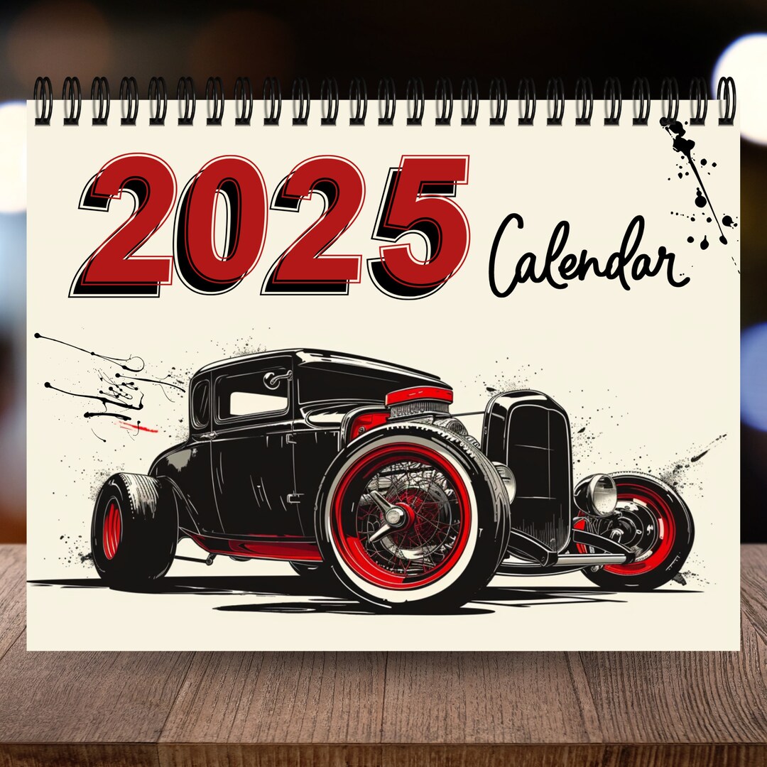 2025 Hot Rods Calendar 12 Month Calendar Man Cave Décor Wall Calendar