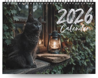 Calendario da parete 2026: un calendario mensile a tema Dark Academia per la casa, l'ufficio o come regalo