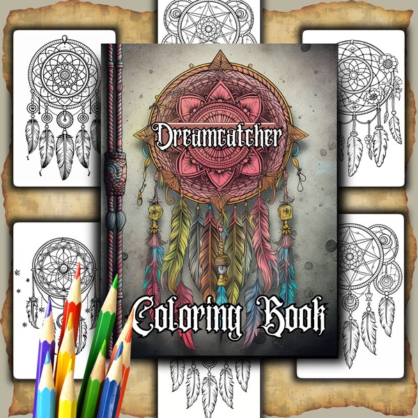 Dreamcatcher Coloring Pages | Instant Download | Dream Art | Adult Coloring Book | Boho Coloring Book | Dreamcatchers | Dream Coloring