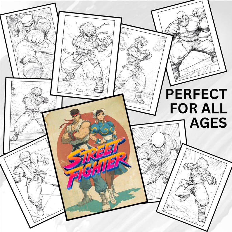 Street Fighter Coloring Pages: 60 Printable Designs (digital Download ...