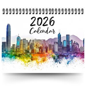 2026 City Calendar | 12 Month Calendar | Minimalist Calendar | Monthly Planner 2026 | 2026 Wall Calendar | Cityscape Watercolor Calendar |