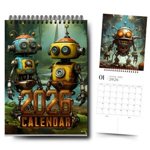 2026 Robot Calendar | 12 Month Calendar | Robot Images Calendar | Quirky Novelty Gift | Wall Calendar | 2026 Wall Planner | Funny Calendar