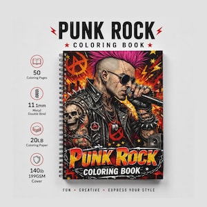 Punkrock målarbok | 50 djärva målarbilder för tonåringar och vuxna bild 11