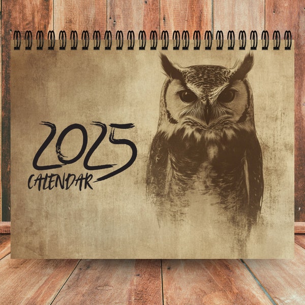 Owl 2025 Calendar Etsy Owl Desk Calendar 2025
