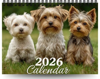 2026 Dog Calendar: 12 Month Puppy Wall Calendar