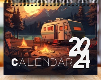 2024 Outdoor Camping Calendar | 12 Month Calendar | Spiral Calendar | wall calendar | Hanging Calendar | Outdoor Camping Art