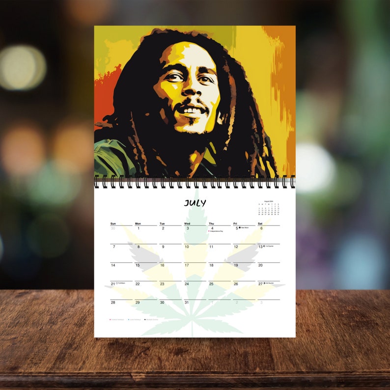 2025 Bob Marley Calendar 12 Month Calendar, Spiral Calendar, Wall