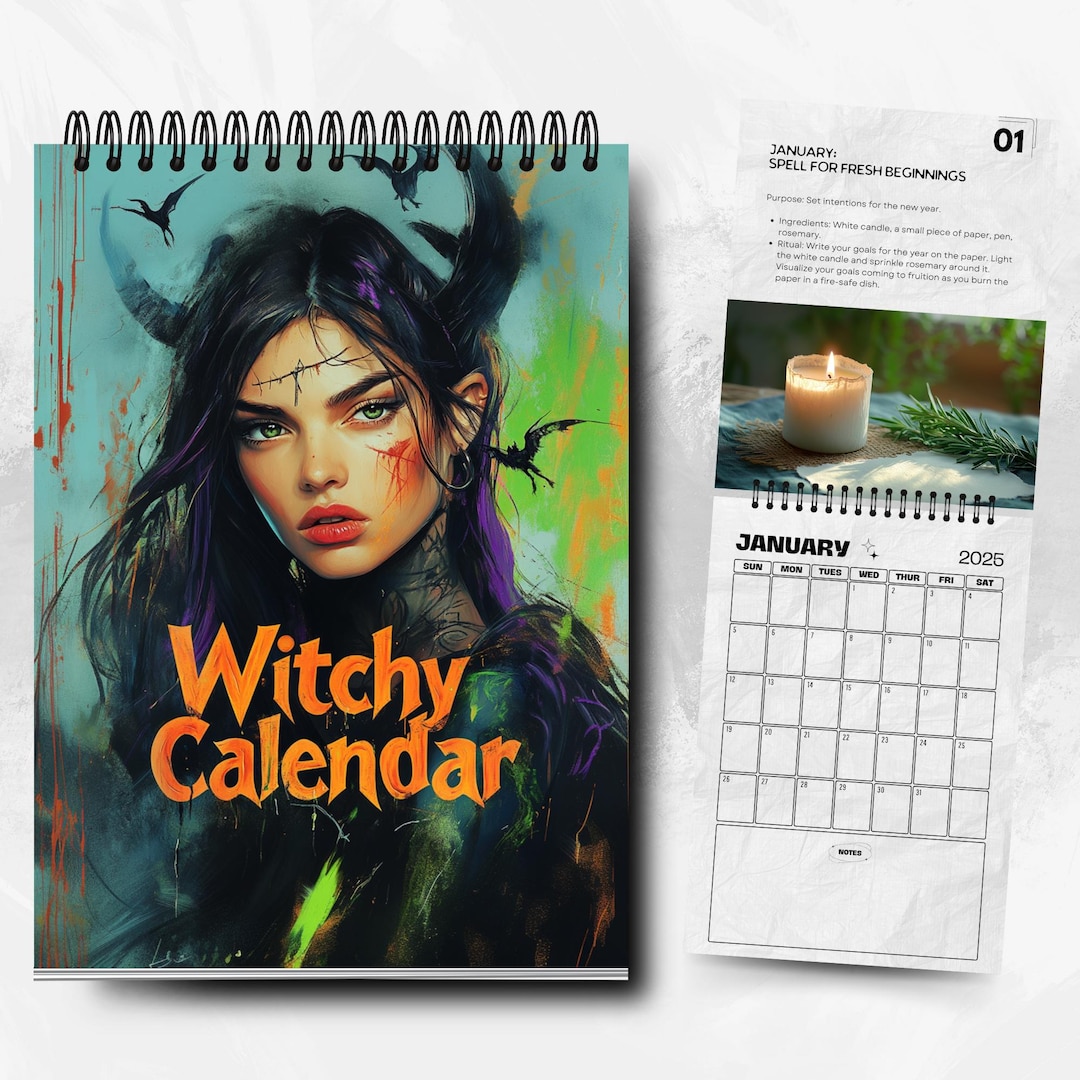 2025 Witchy Calendar 12 Month Calendar Wiccan Calendar Witchcraft