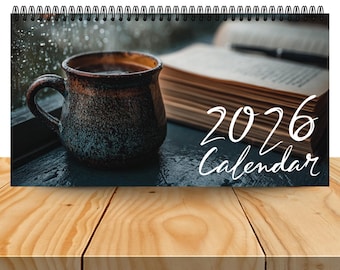 2026 Desk Calendar: Coffee & Comfort Theme, 10" x 5"